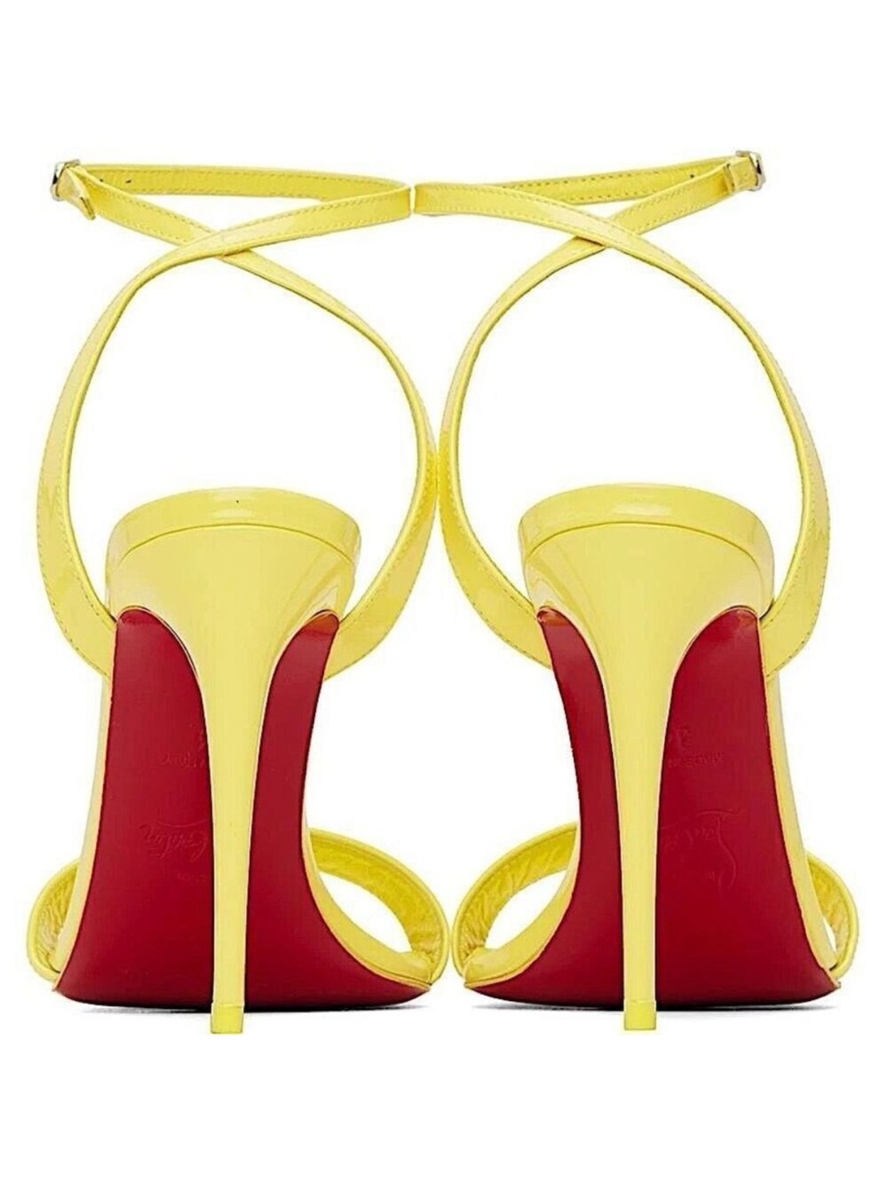 CHRISTIAN LOUBOUTIN Loubigirl 100 Patent Leather Stilleto Sandals Yellow 39.5